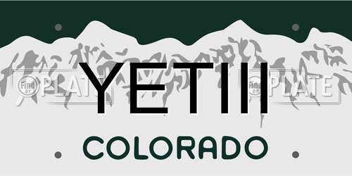 YETIII Colorado License Plate