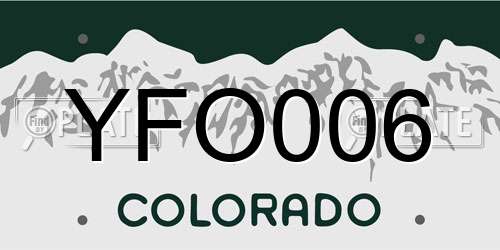 YFO006 Colorado License Plate