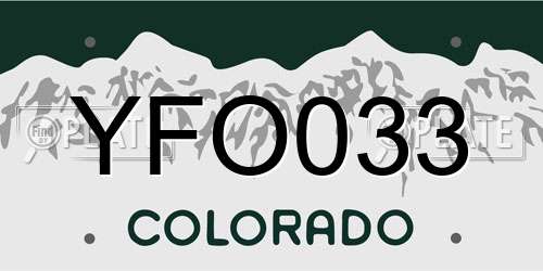 YFO033 Colorado License Plate