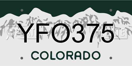 YFO375 Colorado License Plate