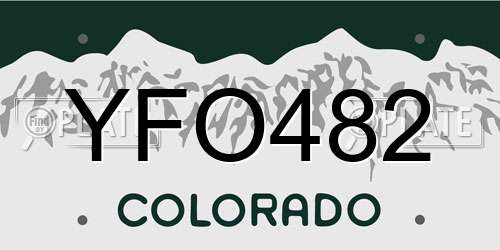 YFO482 Colorado License Plate