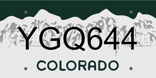YGQ644 Colorado License Plate