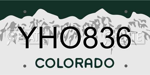 YHO836 Colorado License Plate