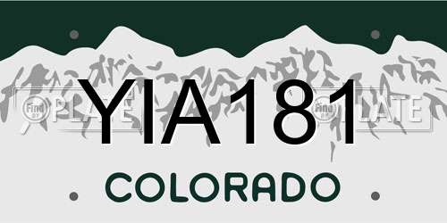 YIA181 Colorado License Plate