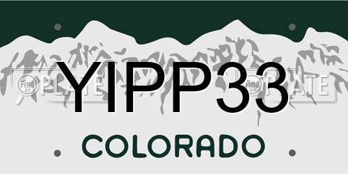 YIPP33 Colorado License Plate