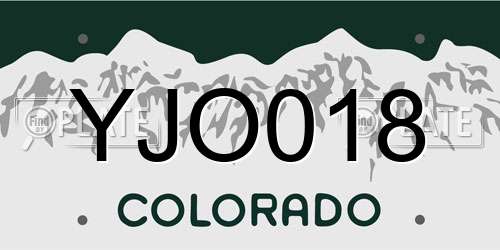 YJO018 Colorado License Plate