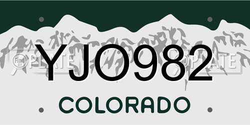 YJO982 Colorado License Plate
