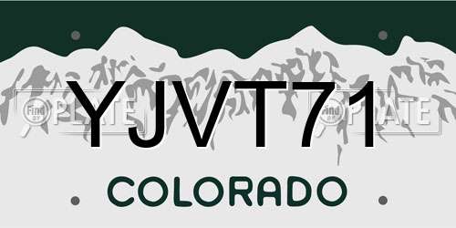 YJVT71 Colorado License Plate