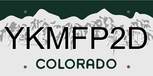 YKMFP2D Colorado License Plate