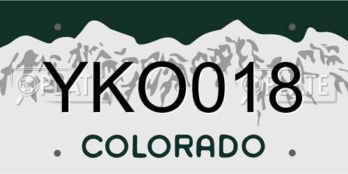 YKO018 Colorado License Plate