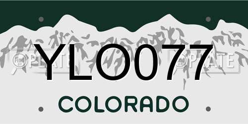 YLO077 Colorado License Plate