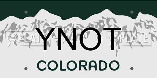 YNOT Colorado License Plate