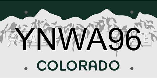 YNWA96 Colorado License Plate