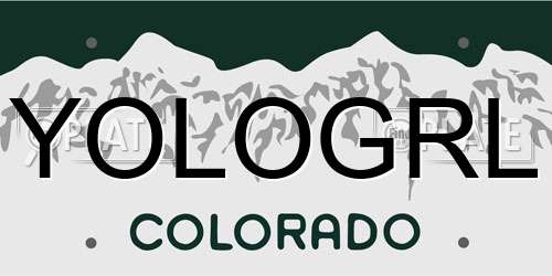 YOLOGRL Colorado License Plate