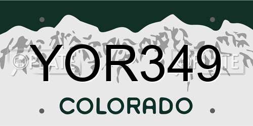 YOR349 Colorado License Plate
