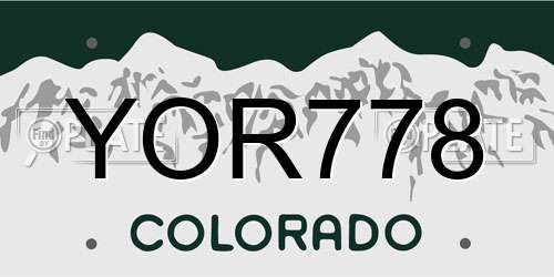 YOR778 Colorado License Plate