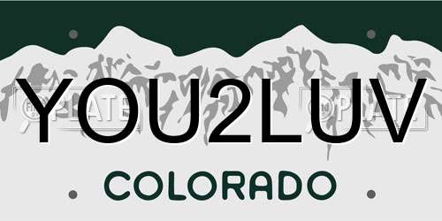 YOU2LUV Colorado License Plate