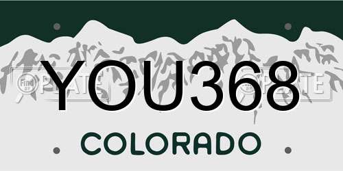 YOU368 Colorado License Plate