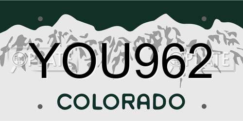 YOU962 Colorado License Plate