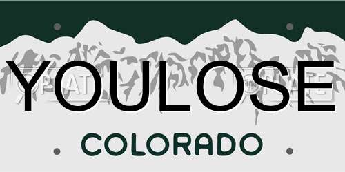 YOULOSE Colorado License Plate