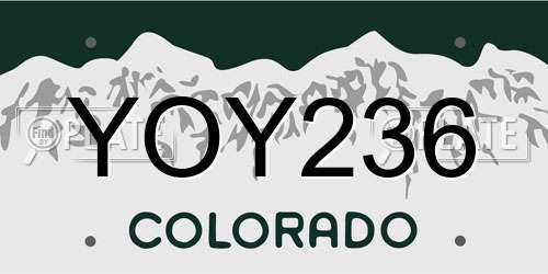 YOY236 Colorado License Plate