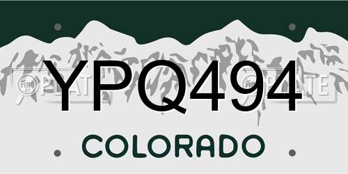 YPQ494 Colorado License Plate