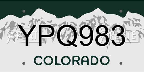 YPQ983 Colorado License Plate