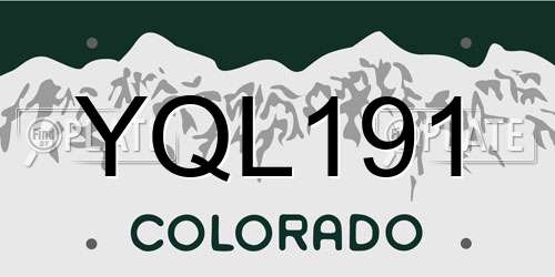 YQL191 Colorado License Plate