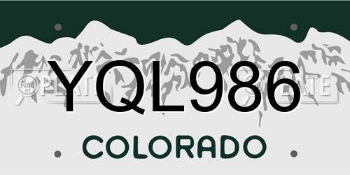 YQL986 Colorado License Plate