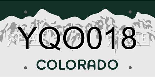 YQO018 Colorado License Plate