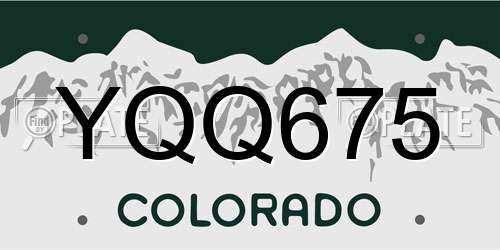 YQQ675 Colorado License Plate