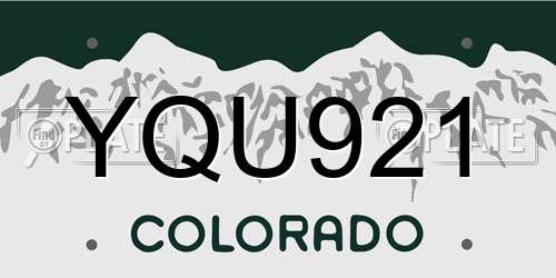 YQU921 Colorado License Plate