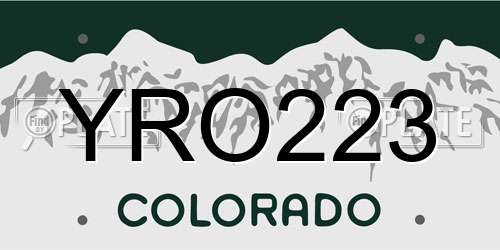 YRO223 Colorado License Plate