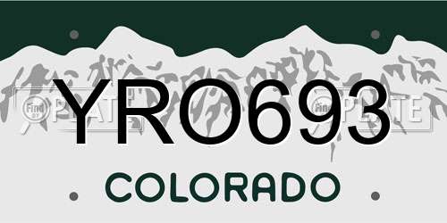 YRO693 Colorado License Plate