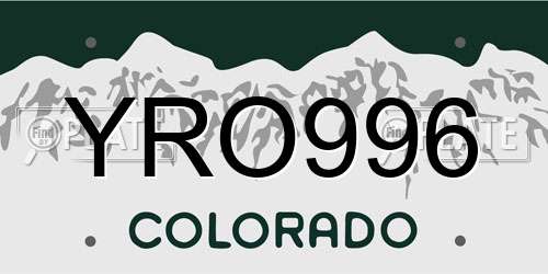 YRO996 Colorado License Plate