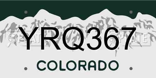 YRQ367 Colorado License Plate