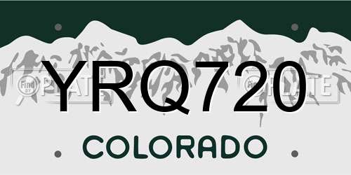 YRQ720 Colorado License Plate