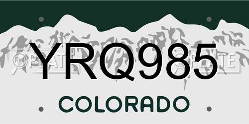 YRQ985 Colorado License Plate