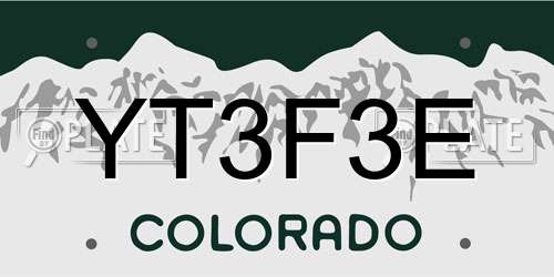 YT3F3E Colorado License Plate