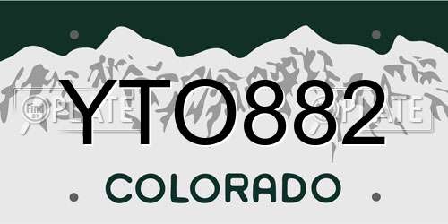 YTO882 Colorado License Plate