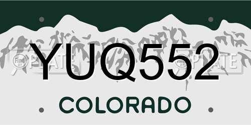 YUQ552 Colorado License Plate