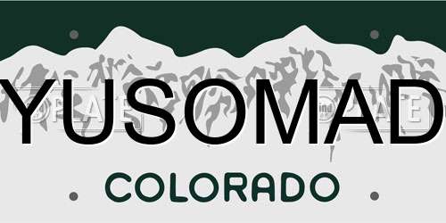 YUSOMAD Colorado License Plate