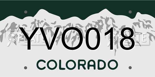 YVO018 Colorado License Plate