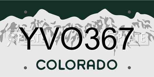YVO367 Colorado License Plate