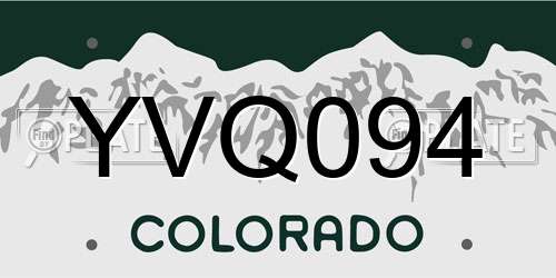 YVQ094 Colorado License Plate