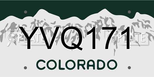 YVQ171 Colorado License Plate