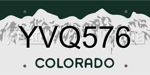 YVQ576 Colorado License Plate