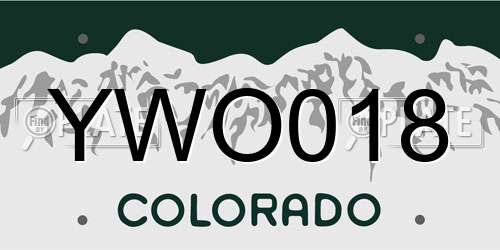 YWO018 Colorado License Plate