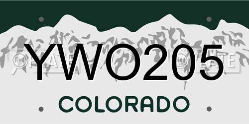YWO205 Colorado License Plate