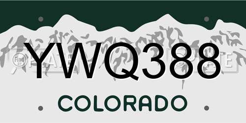 YWQ388 Colorado License Plate